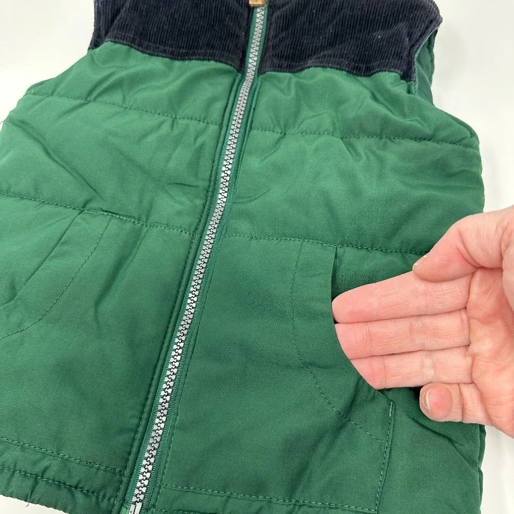 Carters Kids 3T Puffer Vest - Green Vest Navy Coruroy Top-Full‎ Zip w/ Pockets